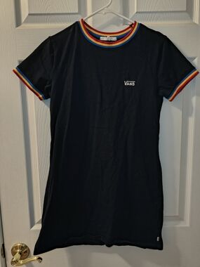 Vans Black XS T-Shirt Dress with Rainbow Trim